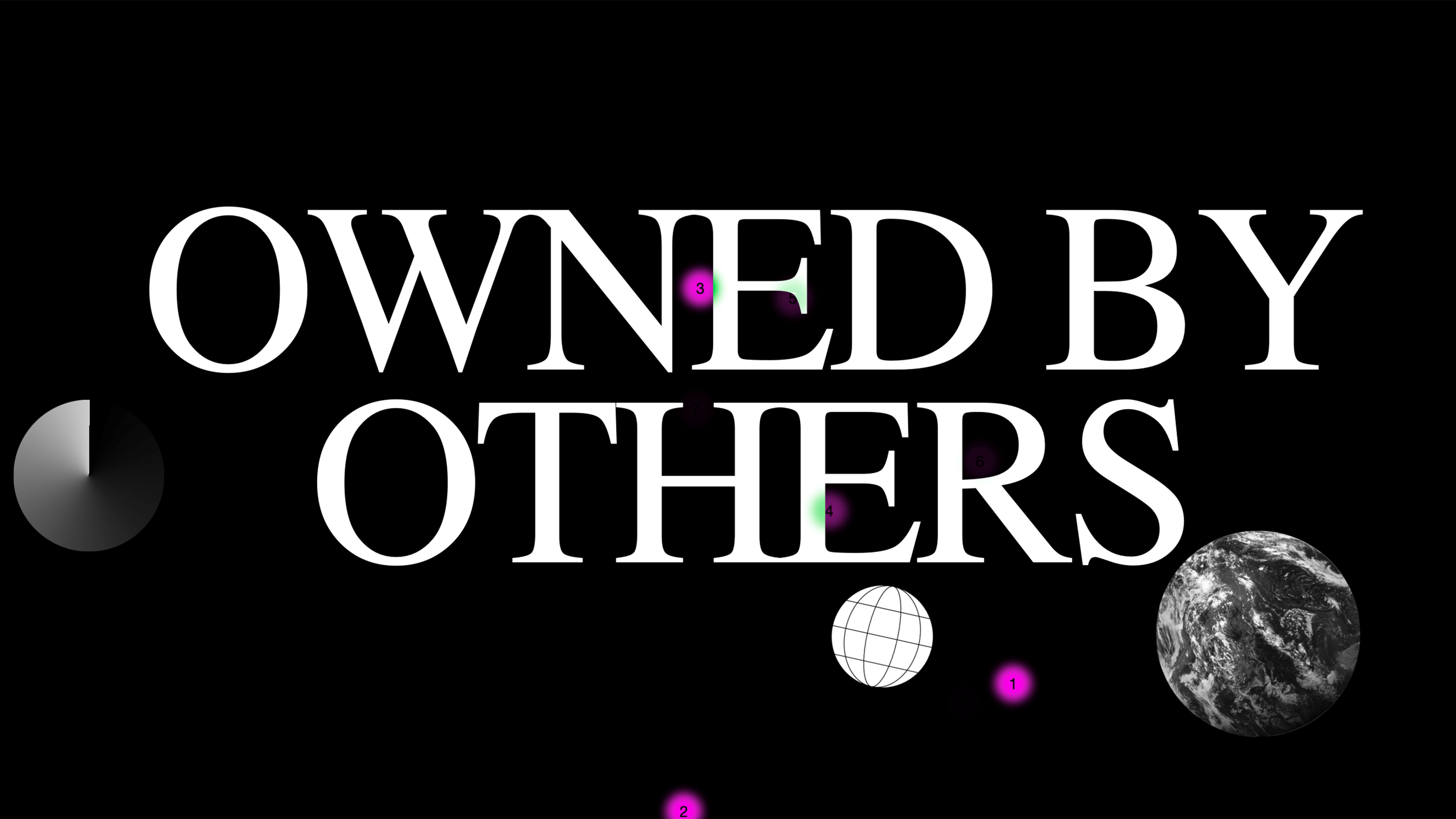 Die Grafik zeigt das Logo "Owned by Others" in weißen Großbuchstaben. Im schwarzen Hintergrund befinden sich planetenartige Kreise in schwarz/weiß/grau.